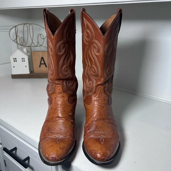 Vintage Tony Lama Western Boots Brown Leather | Men’s 8D Women’s 9–9.5 - Picture 3 of 8